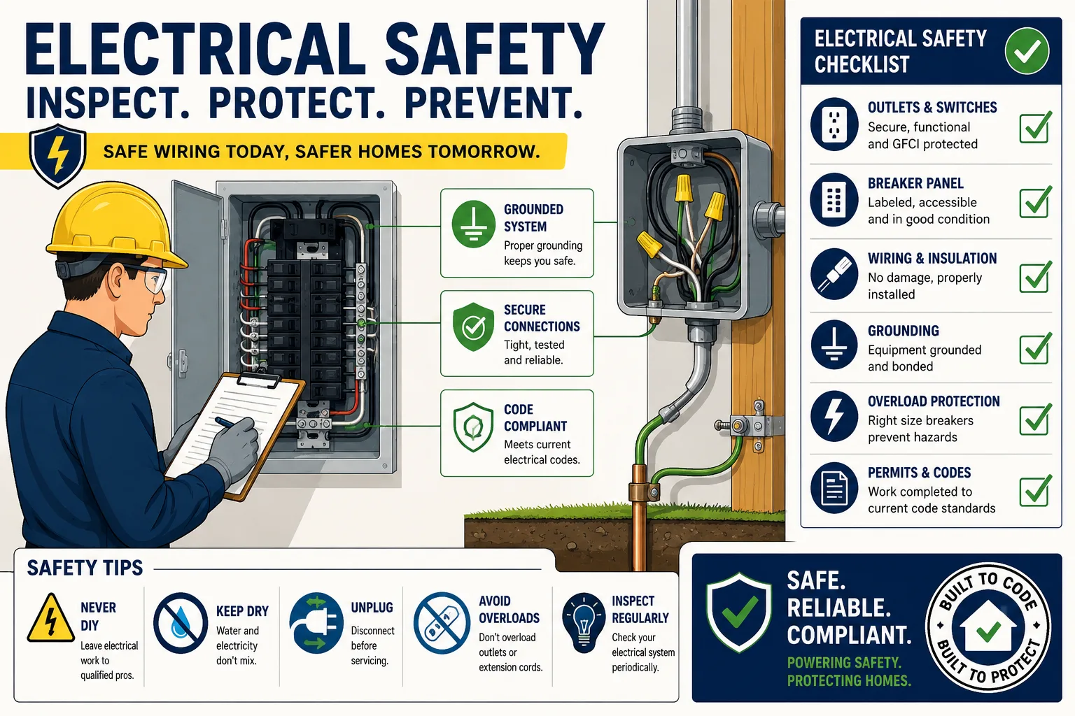 Electrical code compliance and safety inspection