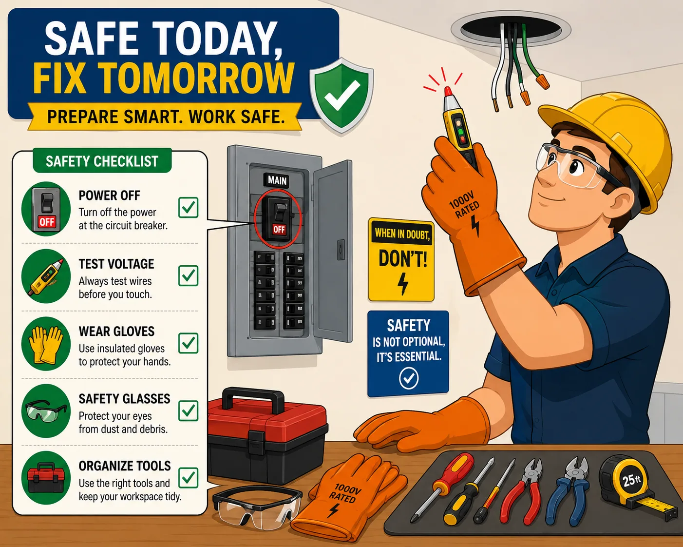 Electrical safety preparation before ceiling work