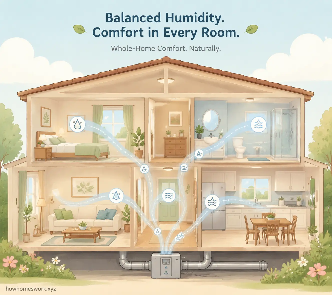 Indoor humidity improvement concept in a home